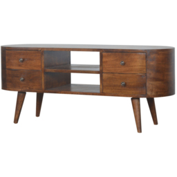 Artisan Furniture Chestnut 4 Drawer 2 Shelf Mango Wood Rounded Entertainment Unit - thumbnail 3