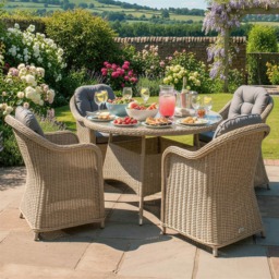 Oseasons Sicilia Sandy Oak 4 Seater Rattan Dining Set - thumbnail 3