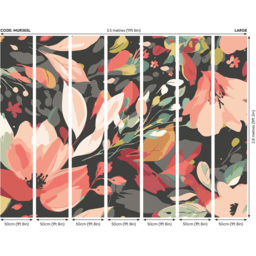 Origin Murals Flowing Flowers Black Wall Mural - thumbnail 3