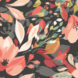 Origin Murals Flowing Flowers Black Wall Mural - thumbnail 2
