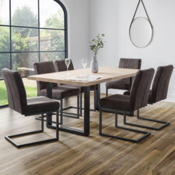 Julian Bowen Berwick Charcoal 6 Seater Rectangular Dining Set - thumbnail 1