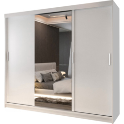 M N Furniture Manol 3 Door White Mirrored Sliding Wardrobe 250cm - thumbnail 2