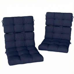 Outsunny Dark Blue Tufted Garden Seat Cushion with Backrest and Ties 2 Pack