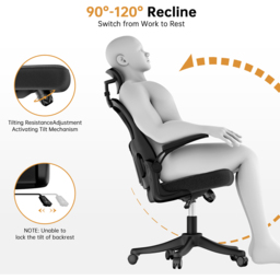 Rattrix Mesh Black Height Adjustable Ergonomic Office Chair with Flip-Up Arms and Lumbar Support - thumbnail 4