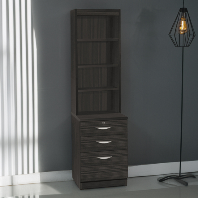 R White Cabinets Black 3 Drawer 4 Shelf Filing Cabinet with Hutch - image 1