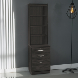 R White Cabinets Black 3 Drawer 4 Shelf Filing Cabinet with Hutch - thumbnail 1