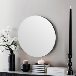 Yearn Simple Black Round Wall Mirror 50cm - thumbnail 2
