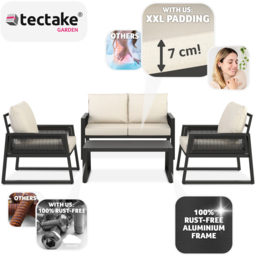 tectake Captive 4 Seater Anthracite Aluminium Garden Furniture Set - thumbnail 4
