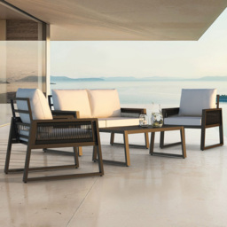 tectake Captive 4 Seater Anthracite Aluminium Garden Furniture Set - thumbnail 1