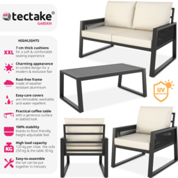 tectake Captive 4 Seater Anthracite Aluminium Garden Furniture Set - thumbnail 2