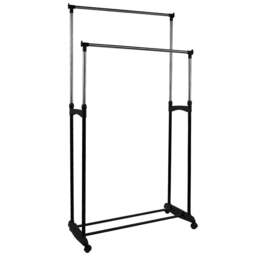 HOME VIDA Chrome Black Double Garment Rack