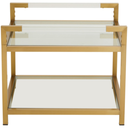 Premier Housewares Vogue Matte Gold Single Shelf Glass End Table - thumbnail 3