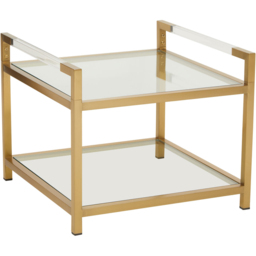 Premier Housewares Vogue Matte Gold Single Shelf Glass End Table - thumbnail 2