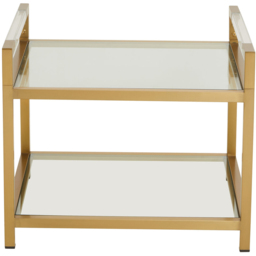 Premier Housewares Vogue Matte Gold Single Shelf Glass End Table - thumbnail 4