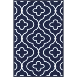 Desire Rugs Navy Anti Slip Quatrefoil Design Door Mat 80 x 150cm
