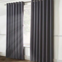 Alan Symonds Essential Plain Ring Top Eyelet Curtains Silver 167 x 228cm