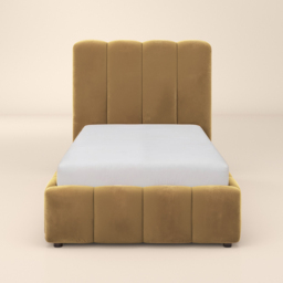 SOLACE+CO Emilie Mocha Single Velvet Ribbed Ottoman Bed - thumbnail 3