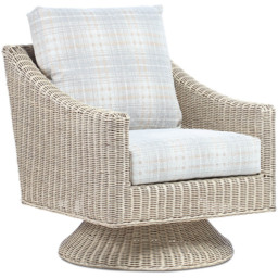 Desser Clifton Natural Rattan Check Fabric Swivel Chair - thumbnail 2