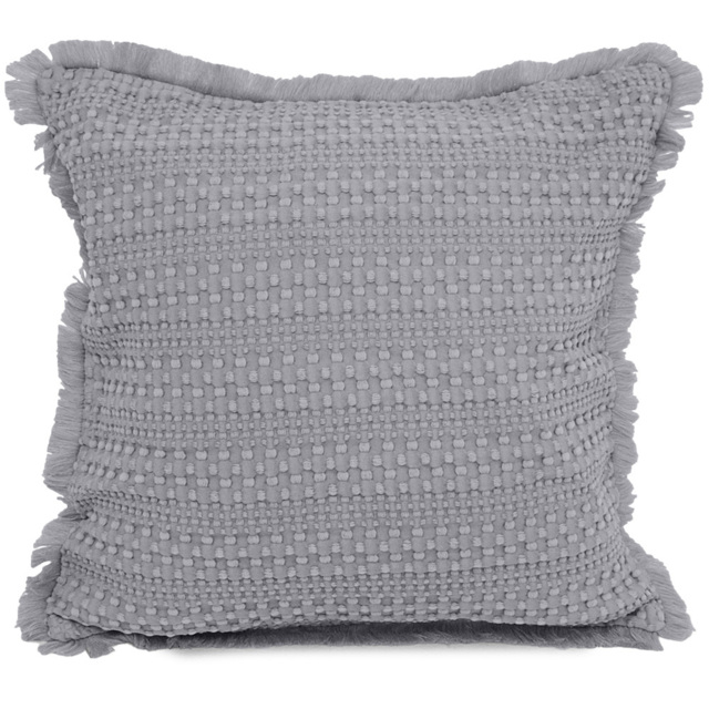 Velosso Waffle Fringed Grey Filled Cushion 43 x 43cm 2 Pack - image 1