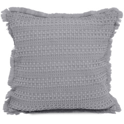 Velosso Waffle Fringed Grey Filled Cushion 43 x 43cm 2 Pack