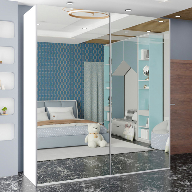 Sliding Wardrobes 4U Etna White 2 Door Wide Full Mirrored Wardrobe - image 1