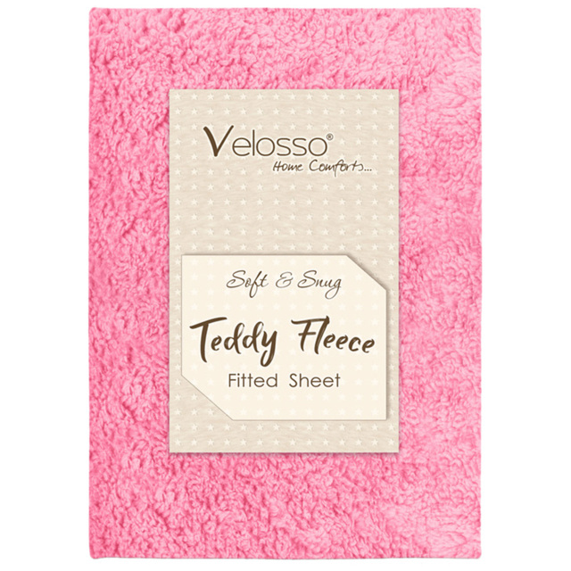Velosso King Size Deep Blush Teddy Fleece Fitted Sheet - image 1