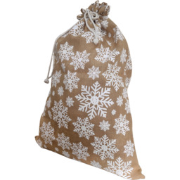 Brown Hessian Snowflake Christmas Present Sack 90 x 60cm - thumbnail 2