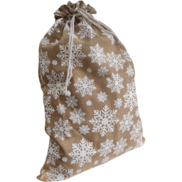 Brown Hessian Snowflake Christmas Present Sack 90 x 60cm - thumbnail 3