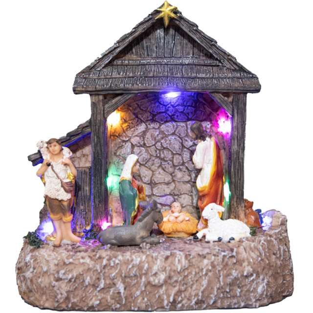 Shatchi LED Jesus Christ Birth Crib House Nativity Scene Set Christmas Decoration - image 1