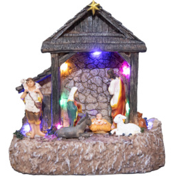 Shatchi LED Jesus Christ Birth Crib House Nativity Scene Set Christmas Decoration - thumbnail 1
