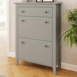GFW Deluxe 2 Tier Grey Shoe Cabinet