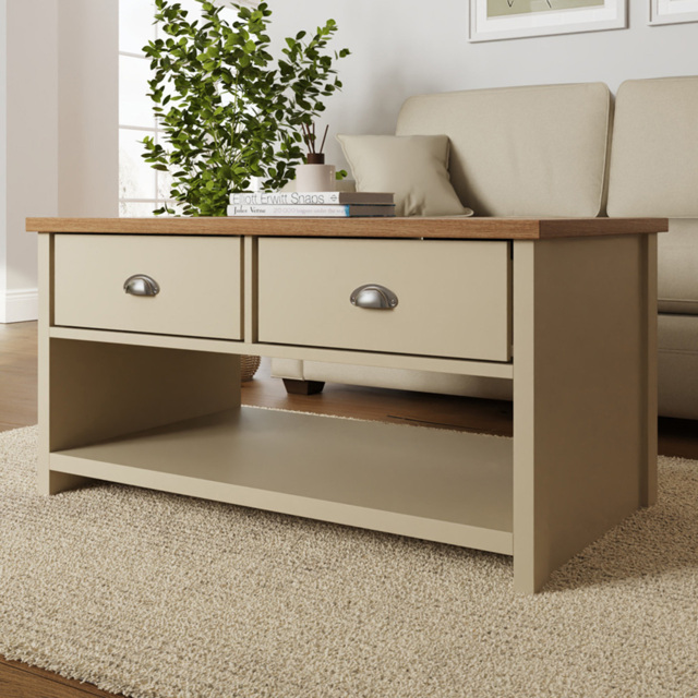 GFW Lancaster Cream 2 Drawer Coffee Table - image 1