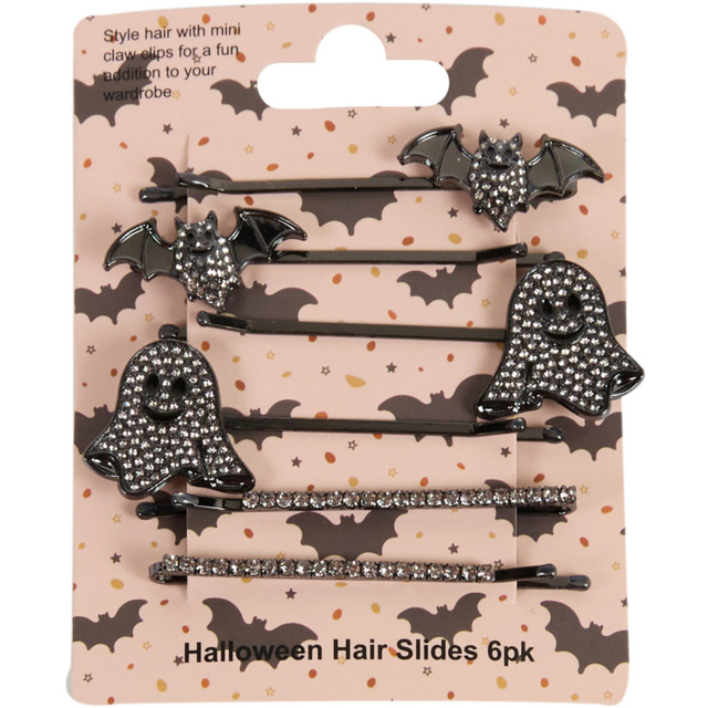 Pack of 6 Halloween Hair Slides Black - image 1