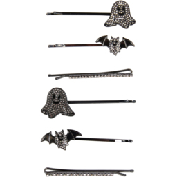 Pack of 6 Halloween Hair Slides Black - thumbnail 2