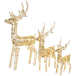 Gold 650 LED Reindeer Family Outdoor Christmas Decoration - thumbnail 2