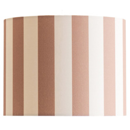 ValueLights Callie Colour Clash Natural and Brown Striped Fabric Drum Lamp Shade Large