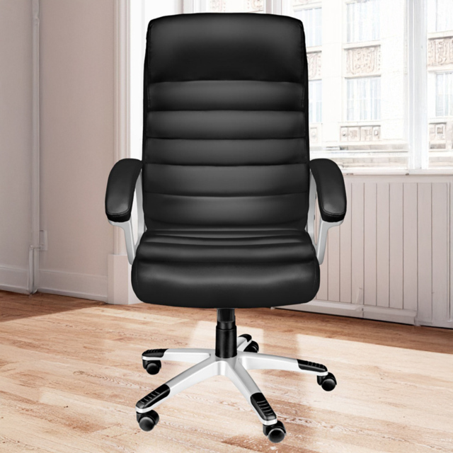 tectake Paul Black Height Adjustable Padded Office Chair - image 1