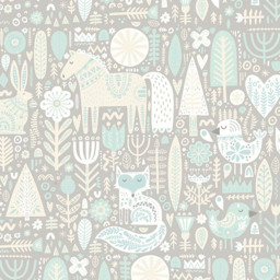 Origin Murals Scandi Forest Animals Blue Wall Mural - thumbnail 2