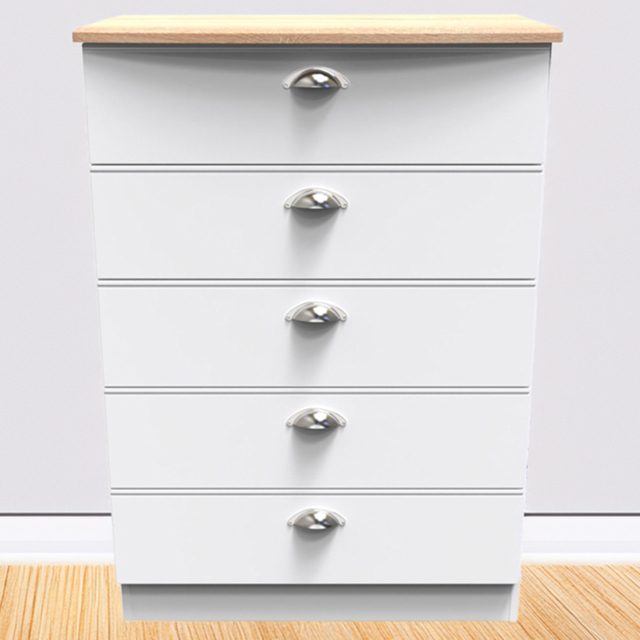 Crowndale Victoria White Ash and Oak 5 Drawer Chest of Drawers - image 1