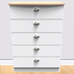 Crowndale Victoria White Ash and Oak 5 Drawer Chest of Drawers