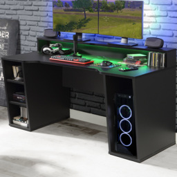 Florence Tezaur 3 Shelf Black LED Gaming Desk