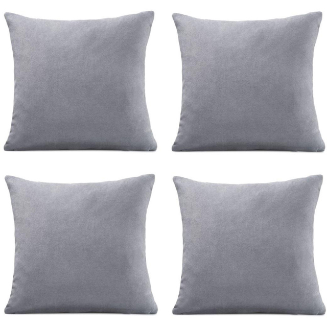 Alan Symonds Plain Velvet Chenille Silver Cushion with Polyester Filled Pad 45 x 45cm 4 Pack