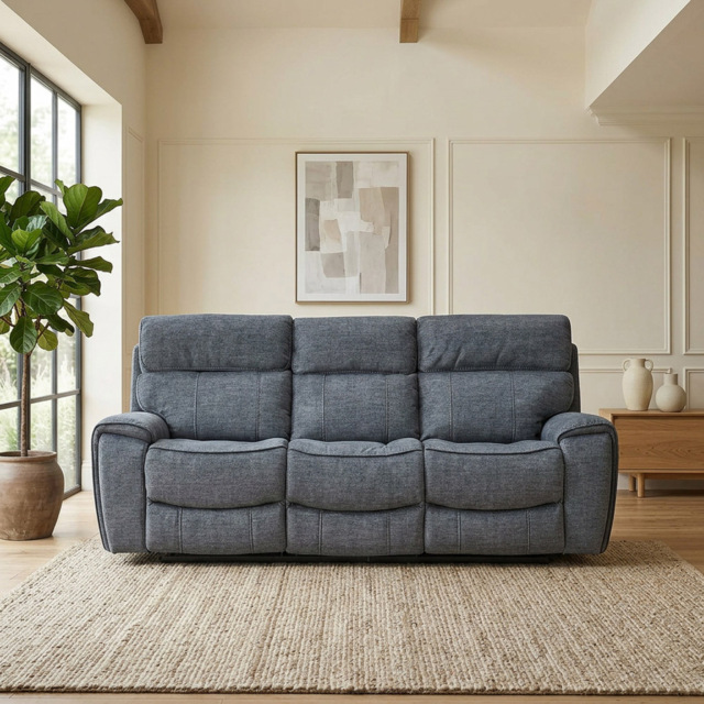 Cancun 3 Seater Grey Reclining Sofa - image 1