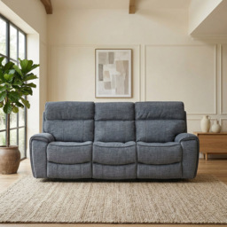 Cancun 3 Seater Grey Reclining Sofa - thumbnail 1