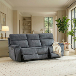 Cancun 3 Seater Grey Reclining Sofa - thumbnail 3