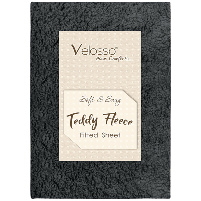 Velosso Single Charcoal Teddy Fleece Fitted Sheet - image 1