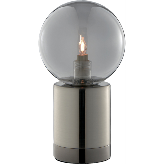 Furniturebox Heidi Industrial Smoked Glass and Silver Table Lamp - image 1