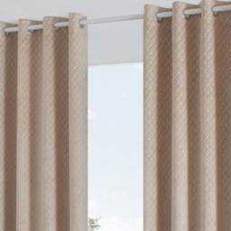 Alan Symonds Temple Velvet Blackout Ring Top Eyelet Curtains Latte 168 x 229cm - thumbnail 2
