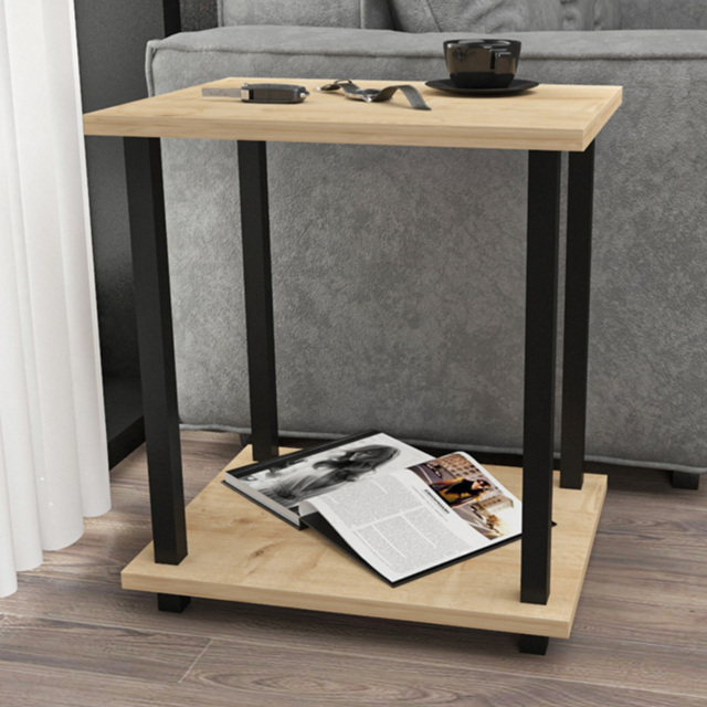 Decorotika Gurnee 2 Tier Black and Oak Side Table - image 1