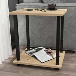Decorotika Gurnee 2 Tier Black and Oak Side Table